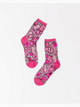Load image into Gallery viewer, Disco Barbie Black Sheer Crew Sock