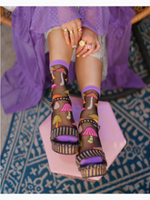 Load image into Gallery viewer, Magic Mushrooms Black Sheer Crew Sock