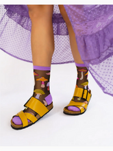 Load image into Gallery viewer, Magic Mushrooms Black Sheer Crew Sock