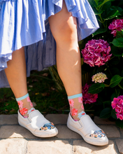 Load image into Gallery viewer, Ribbon Roses Sheer Crew Sock