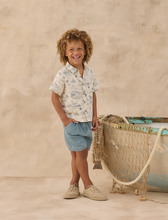Load image into Gallery viewer, Collared Short Sleeve Shirt Ocean Toile