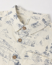 Load image into Gallery viewer, Collared Short Sleeve Shirt Ocean Toile