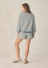 Load image into Gallery viewer, Oversized Crew + Short Set Marine Stripe