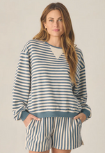 Load image into Gallery viewer, Oversized Crew + Short Set Marine Stripe