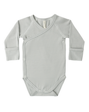 Load image into Gallery viewer, Side Snap Bodysuit - Sage Micro Stripe