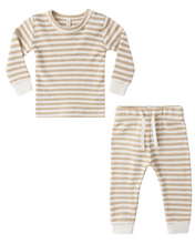 Load image into Gallery viewer, Waffle Top Pant Set - Butterscotch Stripe