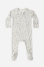 Load image into Gallery viewer, Bamboo Zip Footie - Blue Floral