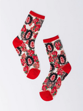 Load image into Gallery viewer, Cameo Rose Sheer Crew Sock