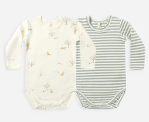 Jersey Bodysuit 2 Pack - Fox Land/ Fern Stripe