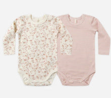 Load image into Gallery viewer, Jersey Bodysuit 2 Pack - French Garden/ Rose Micro Stripe