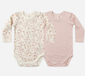 Jersey Bodysuit 2 Pack - French Garden/ Rose Micro Stripe