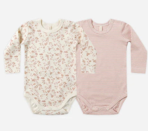 Jersey Bodysuit 2 Pack - French Garden/ Rose Micro Stripe
