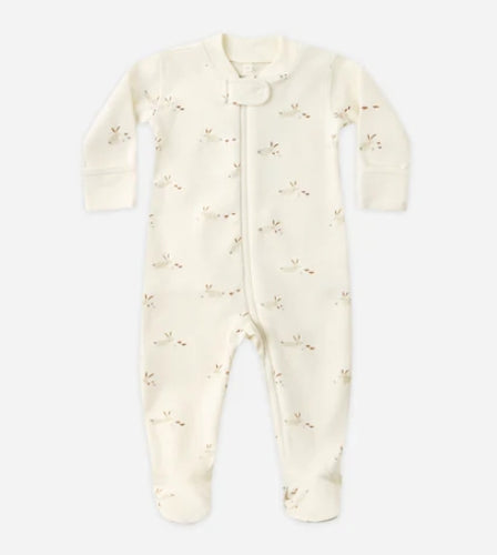 Zip Long Sleeve Footie - Bunnies