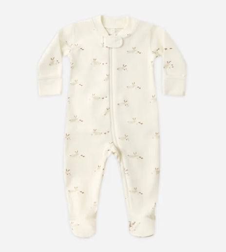 Zip Long Sleeve Footie - Bunnies