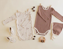 Load image into Gallery viewer, Ribbed Bodysuit 2 Pack - Cedar Micro Stripe/ Acorns