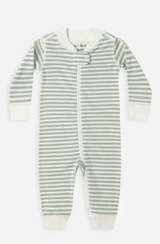 Zip Long Sleeve Sleeper - Fern Stripe