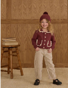 Kids Collared Cardigan - Burgundy