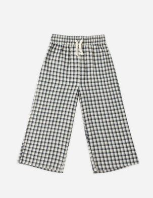 Wide Leg Pant - Navy Check