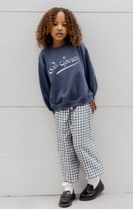Wide Leg Pant - Navy Check
