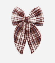 Load image into Gallery viewer, Oversized Bow - Burgundy Plaid
