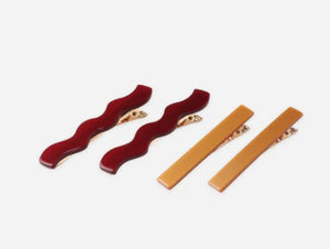 Wavy Clip Set -Burgundy, Golden
