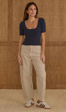 Load image into Gallery viewer, Barrel Pant - Burgundy Pinstripe
