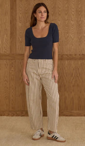 Barrel Pant - Burgundy Pinstripe