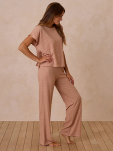 Cozy Rib Knit Set - Grapefruit