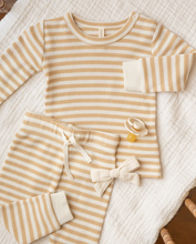 Load image into Gallery viewer, Waffle Top Pant Set - Butterscotch Stripe