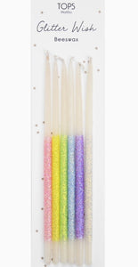 Multi Glitter Wish Candles Pastel 6"