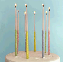 Load image into Gallery viewer, Multi Glitter Wish Candles Pastel 6&quot;