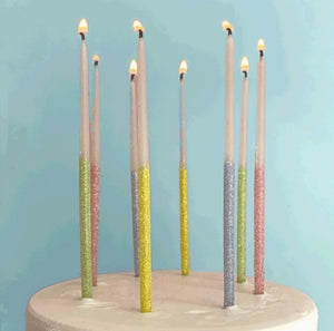 Multi Glitter Wish Candles Pastel 6"