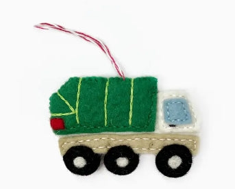 Felt Wool Ornament - Garbage Truck