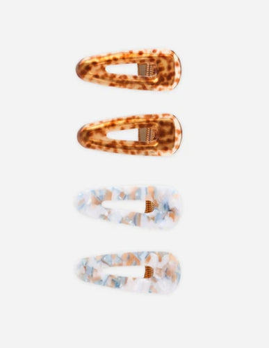Slider Clip Pack of 4 - Brown, Blue Tortoise