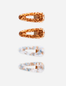 Slider Clip Pack of 4 - Brown, Blue Tortoise