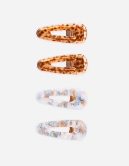 Slider Clip Pack of 4 - Brown, Blue Tortoise