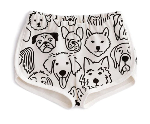 French Terry Shorts - Dogs Black & White