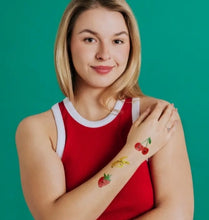 Load image into Gallery viewer, Glitter Temporary Tattoo Pairs - Fruit Faces
