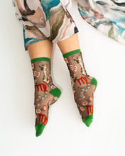 Load image into Gallery viewer, Virgo Zodiac Black Sheer Crew Sock