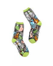 Load image into Gallery viewer, Dopamine Dogs Black Sheer Crew Sock