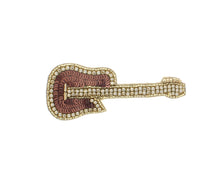 Load image into Gallery viewer, Embroidered Guitar brooch, Peach or Rose Gold, each