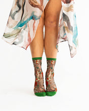 Load image into Gallery viewer, Virgo Zodiac Black Sheer Crew Sock