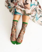 Load image into Gallery viewer, Virgo Zodiac Black Sheer Crew Sock
