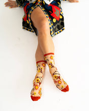 Load image into Gallery viewer, Leo Zodiac Shimmer Sheer Crew Sock