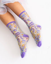 Load image into Gallery viewer, Aquarius Zodiac Shimmer Sheer Crew Sock