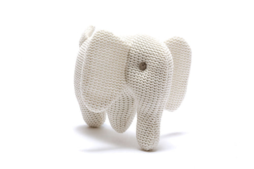 Knitted White Elephant Rattle