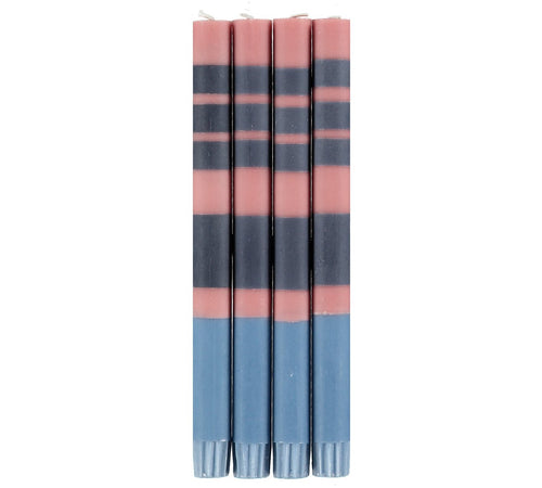 Striped Candle Sticks - Rose, Indigo + Pompadour