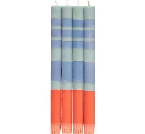 Striped Candle Sticks - Opaline Pompadour & Rust