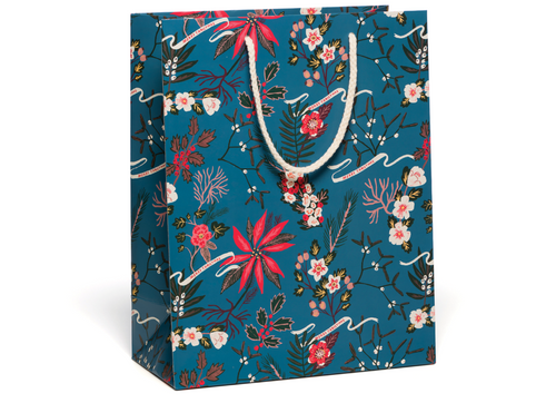 Blue Poinsettia Gift Bag