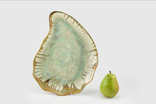 Large Oyster Plate - Mint & Tortoise